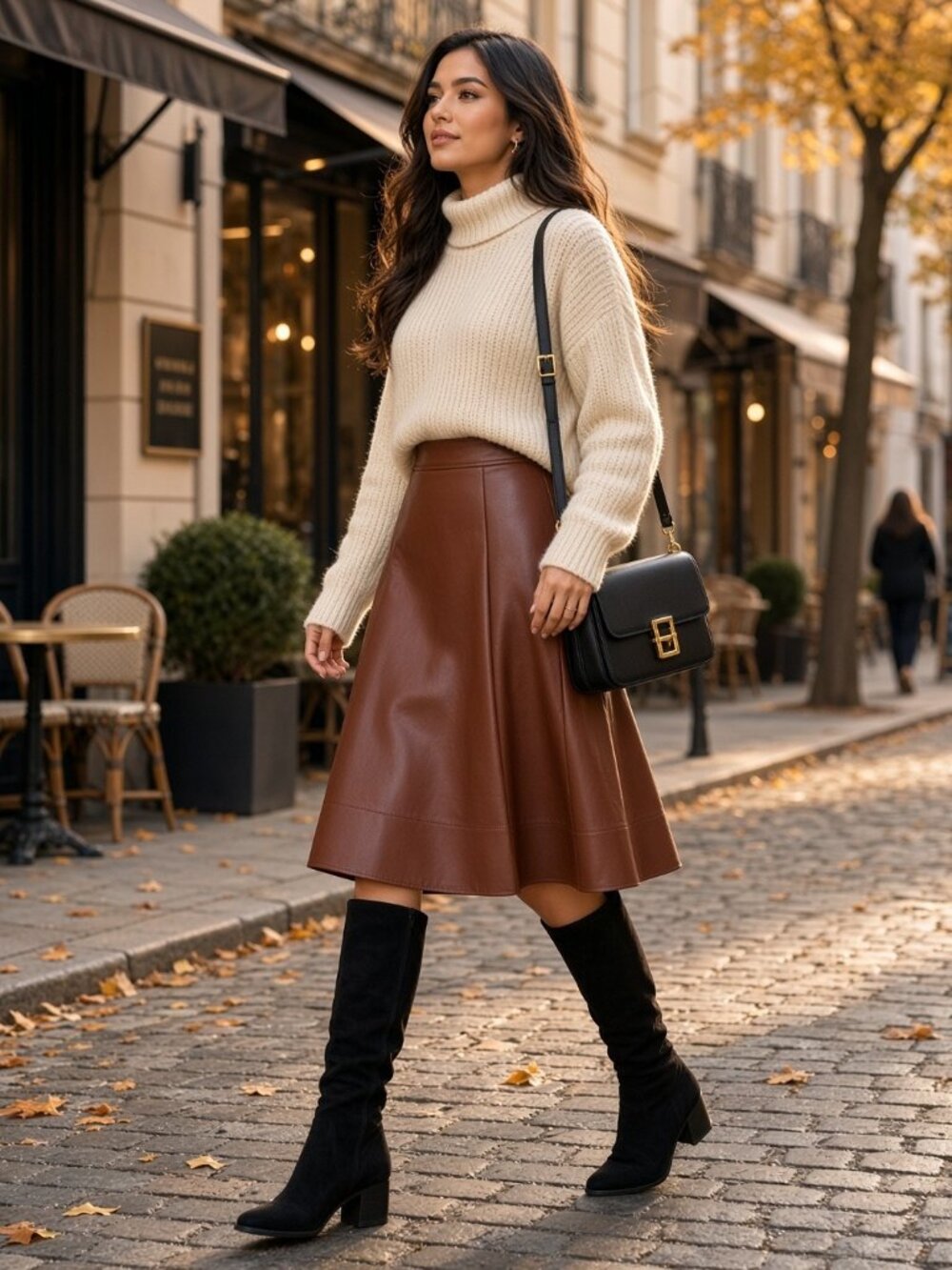 3.1 Phillip Lim Lamb Leather A-Line Skirt Cognac Brown Size 6 EUC